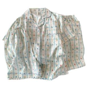 三件套樱桃小熊睡衣女夏季短袖可爱卡通宽松云朵棉夏天家居服套装