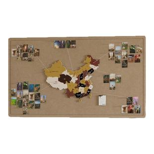 中国毛毡地图旅行照片墙旅游足迹打卡标记墙贴客厅墙面装饰画挂画