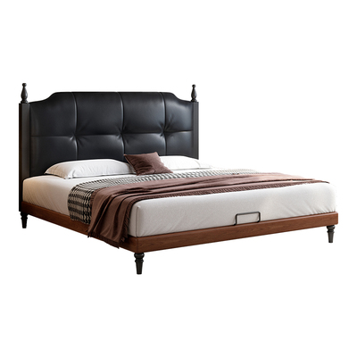 新款复古实木真皮床澜梦床