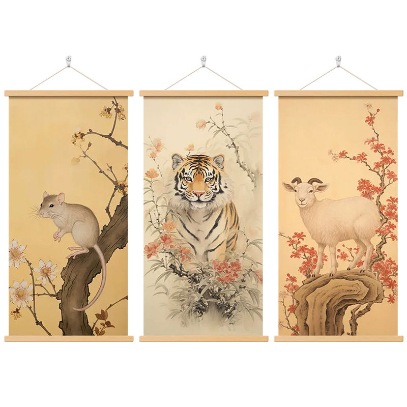 十二生肖卷轴壁画鼠牛虎兔龙挂画