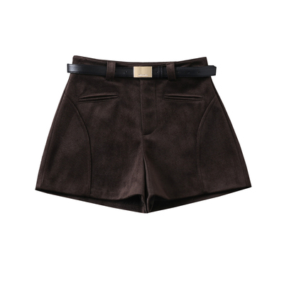 高级感毛呢短裤女辣妹阔腿靴裤子