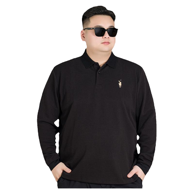 加肥大码长袖polo衫男刺绣上衣服