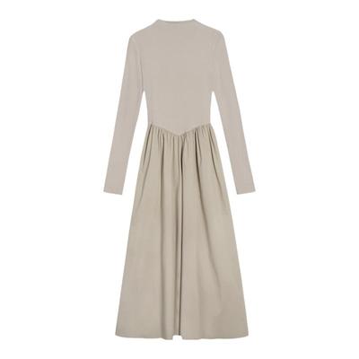 拼接半高领收腰显瘦长袖连衣裙