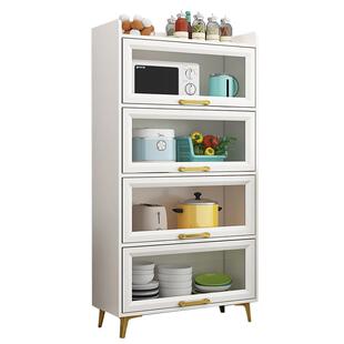 厨房置物架落地多层锅具收纳储物柜碗柜多功能餐边柜玻璃橱柜子