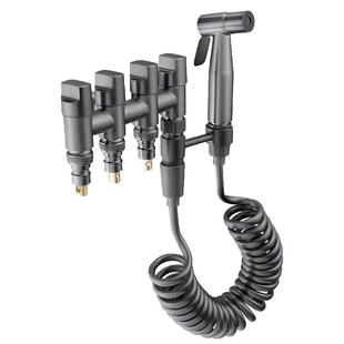 全铜一进四出角阀四通三角阀分水器洗衣机三出水龙头三通水阀家用