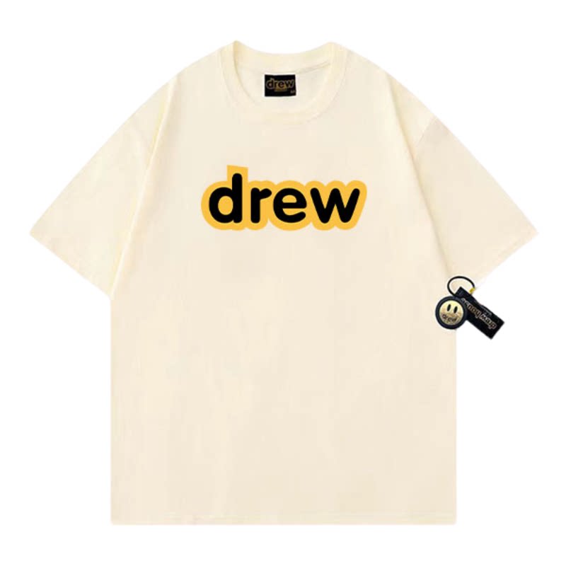 Drew笑脸经典字母潮牌纯棉短袖t恤情侣纯棉上衣高街美式百搭休闲