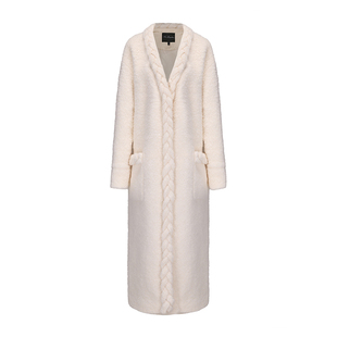 NanaJacqueline圈圈毛麻花辫大衣女品牌新款宽松慵懒风落肩长外套