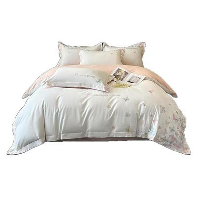 高级感蝴蝶刺绣100全棉四件套