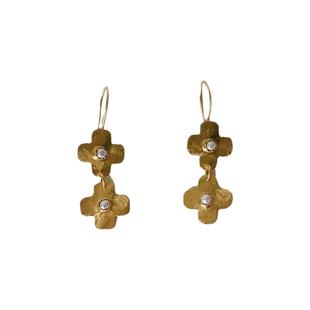 FEEI STUDIO 自制复古珍珠花朵西班牙Apres ski小众中古做旧耳环