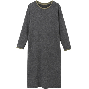 无谓过膝打底长裙2025秋冬款女装气质优雅宽松长袖直筒针织连衣裙