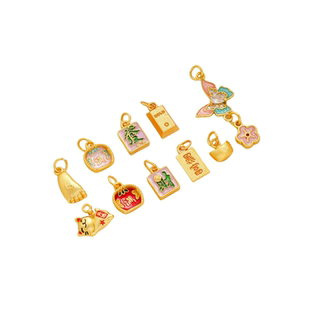 沙金强保色哑金簸箕金砖抱佛脚元宝发财蝴蝶吊坠diy挂件饰品配件