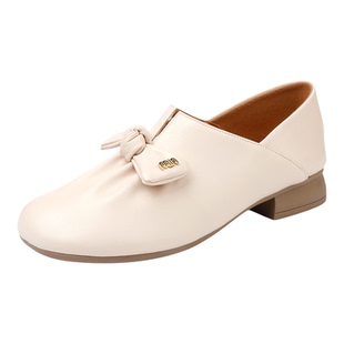 全羊皮平底单鞋2025春秋软底舒适妈妈鞋大码真皮女鞋中年深口皮鞋