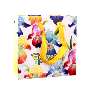 高档五彩兰花手提袋子创意礼品包装袋卡通纸袋服装手提袋定制现货