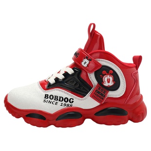 巴布豆男童鞋子秋冬季加绒保暖二棉鞋2025新款皮面防水儿童运动鞋