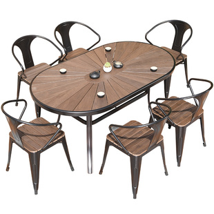 莫家塑木桌椅中式侘寂风户外桌椅庭院花园桌椅商业咖啡奶茶店桌椅