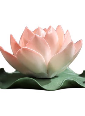 非遗手工陶瓷莲花摆件茶室摆件