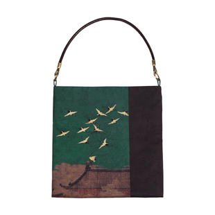 爱奇葩 原创新中式千里江山单肩包香云纱中国风瑞鹤图丝绸收纳包