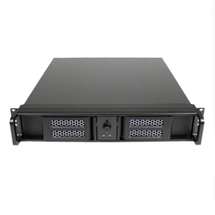 2u工控机箱铝面板短双开门matx主板2光驱位4硬盘位服务器机390深