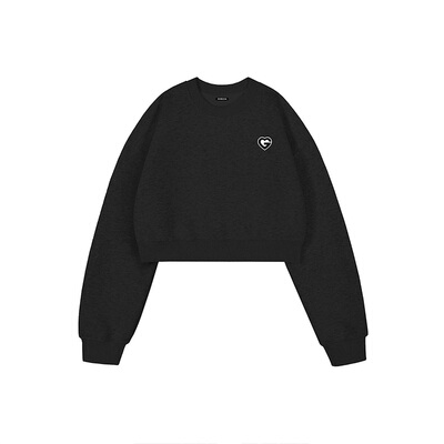 itGROUNDZERO国潮2025秋冬甜辣妹短款爱心圆领长袖卫衣上衣