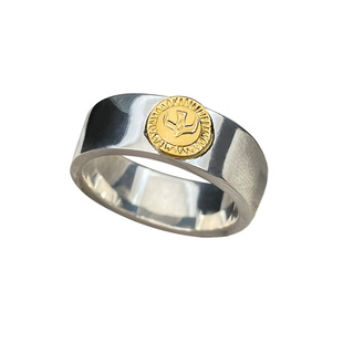 银创鹫见太郎点金平打戒指s925纯银情侣时尚指环手工定制男女银饰