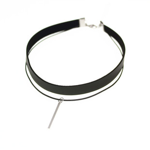 升级2.0 不褪色 I PU皮绒绳双层choker黑色项圈女百搭简约短颈带