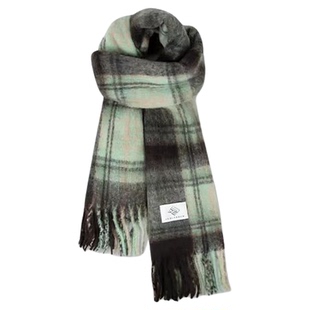 显白薄荷绿色围巾女冬季2025新款秋冬韩系氛围感加厚保暖学生围脖