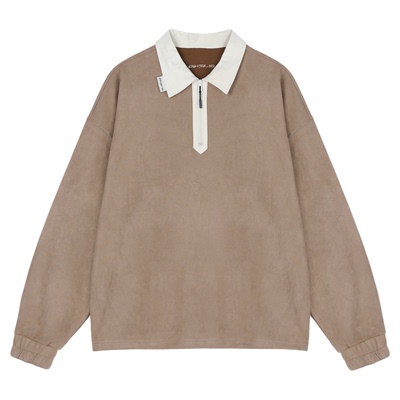 BJHG不计后果 美式长袖POLO衫卫衣男款春季复古潮牌麂皮绒休闲T恤