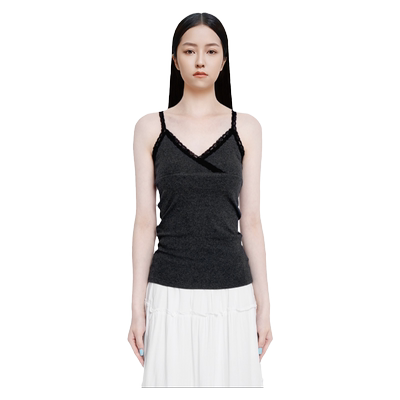 BM吊带背心女V领蕾丝边显瘦性感纯欲风打底2026夏季新款内搭上衣