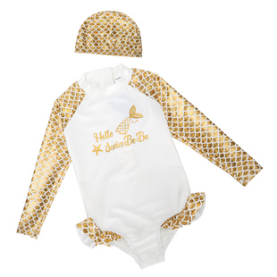 SWIMBOBO泳衣儿童女长袖美人鱼泳衣女童游泳衣女孩3岁防晒泳装2岁