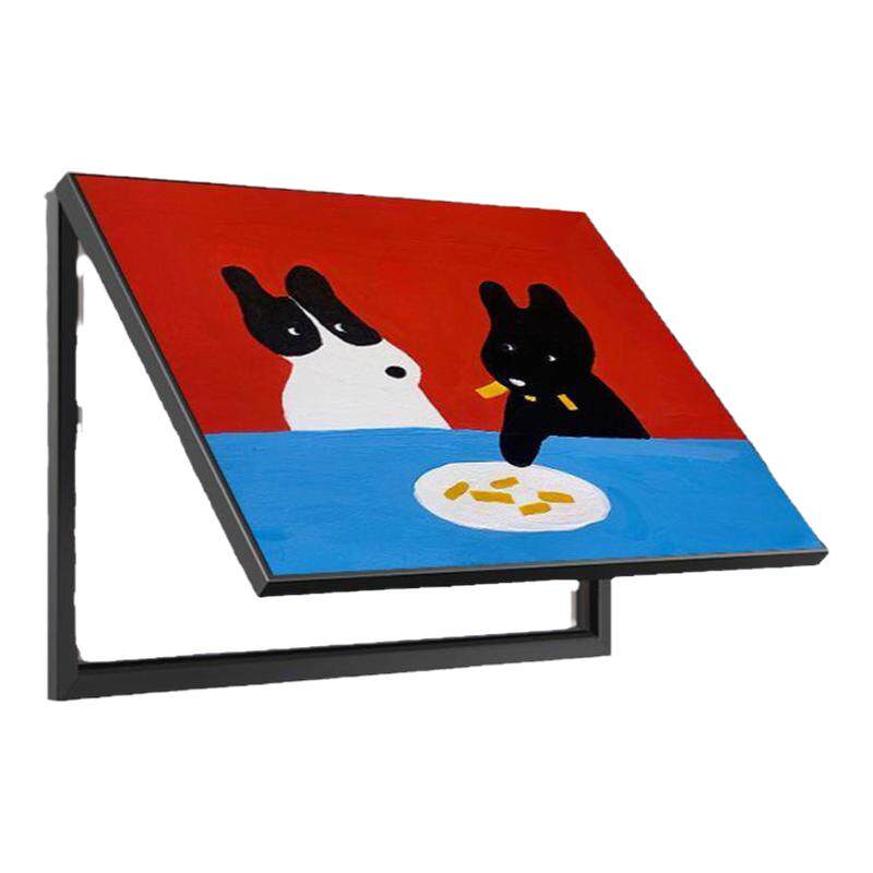 中古风电表箱遮盖卡通动物装饰画