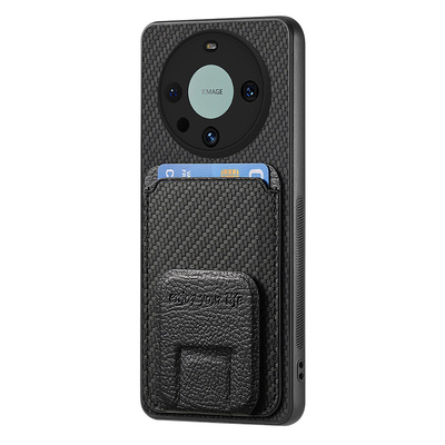 编织纹华为mate60手机壳卡包mate80pro带卡套p70pro插卡p60可放卡p50门禁卡Art镜头全包mt60男女折叠支架外壳