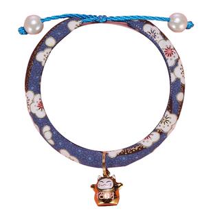 猫粉色日本和风脖圈绳子项链铃铛项圈定制无声饰品配饰脖子宠物