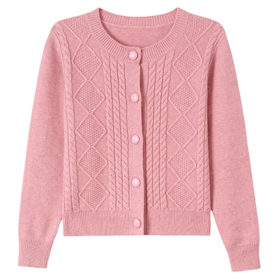 恒源祥女圆领提花羊毛开衫