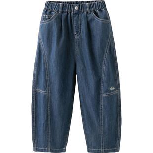 戴维贝拉男童牛仔裤九分裤儿童裤子男孩夏季新款长裤莱赛尔萝卜裤