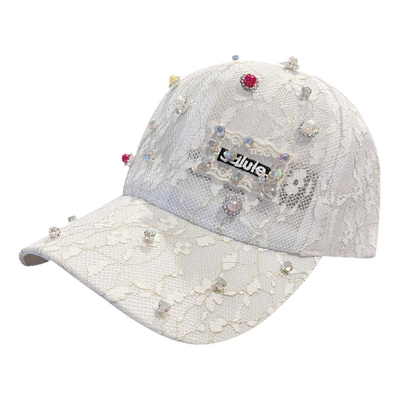 2026新款珍珠水钻棒球帽蕾丝花朵