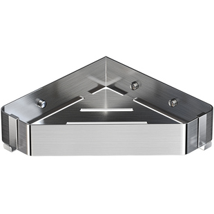 浴室置物架免打孔304不锈钢卫生间三角架淋浴转角拉丝收纳三脚架