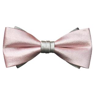 粉色领结婚礼男新郎伴郎灰色拼色蝴蝶结高档缎面bowtie伴手礼煲呔