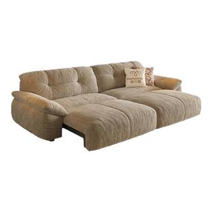 帕沙曼电动沙发床布艺小户型客厅复古风伸缩云朵功能沙发雪尼尔