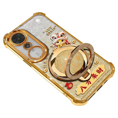 马年八方来财电镀四角防摔壳适用荣耀畅玩70plus手机壳新款简约荣耀畅玩60plus外壳硅胶防摔保护套保护壳女款