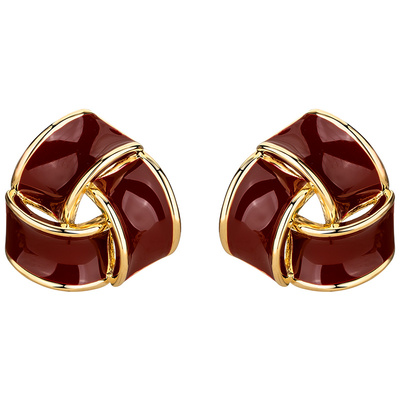 红色滴油几何耳钉耳饰女