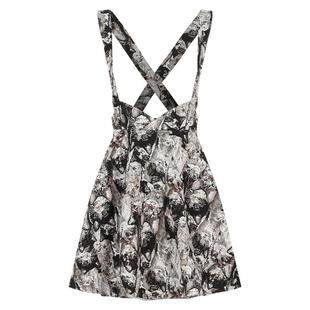 复古背带裙女春秋性感裙收腰显瘦蓬蓬裙掐腰短裙百褶裙束腰半身裙