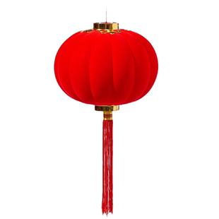 小灯笼挂饰小红植绒新春节盆景装饰大红迷你布置室内防水户外挂树