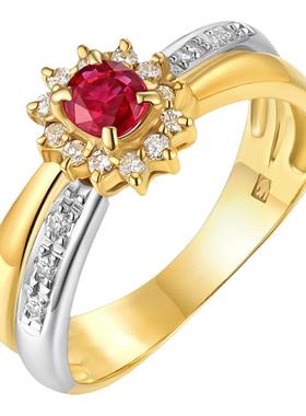 18K黄金铂金钻石戒指双色金交叉