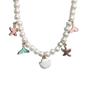 波西米亚风贝壳海星珍珠项链女轻奢高级感多层锁骨链海边度假配饰