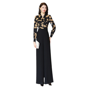 黑色长款连体裤气质高级感春夏新款高端修身显瘦连衣阔腿裤2250