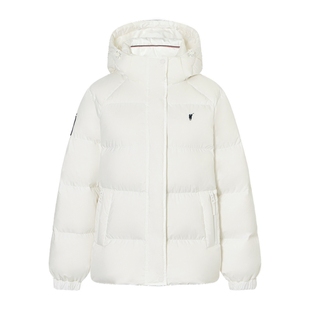 POLOWALK女士白色短款面包羽绒服冬季新款百搭可拆卸连帽保暖外套