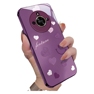 适用荣耀X50手机壳honor荣耀X40GT全包镜头X30钢化玻璃X20SE金属漆X10渐变爱心ins新女款X50防摔保护套X50i