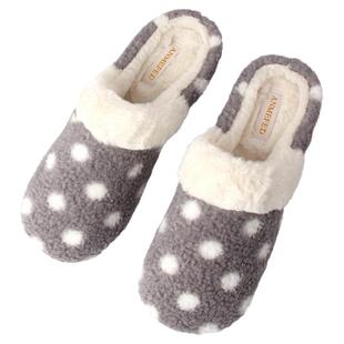 远雀秋冬季波点时尚保暖棉拖鞋女家居室内防滑软厚底毛绒棉拖鞋潮