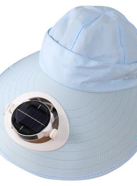干活太阳能风扇帽男女夏季户外防晒爸妈大棚带电风扇采茶充电帽子