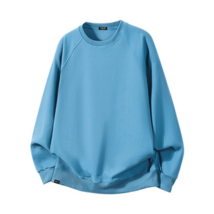 it：fivecm网状肌理感圆领卫衣男款春秋季蓝色高级感长袖T恤上衣